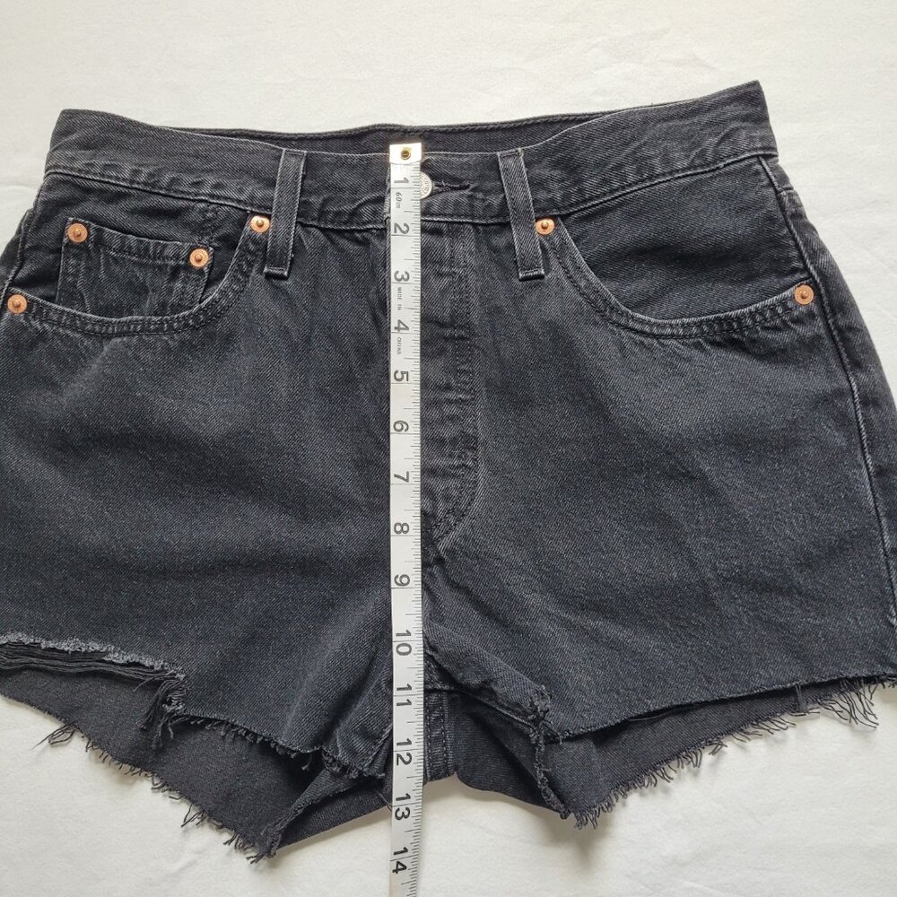 Levis 501 Original Cutoff Shorts Black High Rise Size 28 Button Fly Festival - Picture 7 of 12